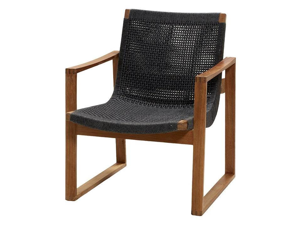 Endless Teak Lounge Chair with Dark Grey Soft Rope