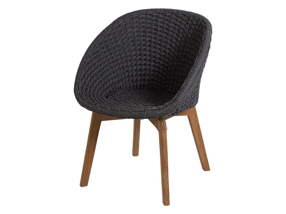 Peacock Dining Armchair with Dark Grey Soft Rope and Teak Legs
