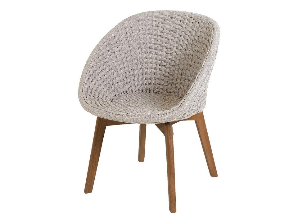 Cane-line Peacock Sand Soft Rope Dining Chair with Teak Legs