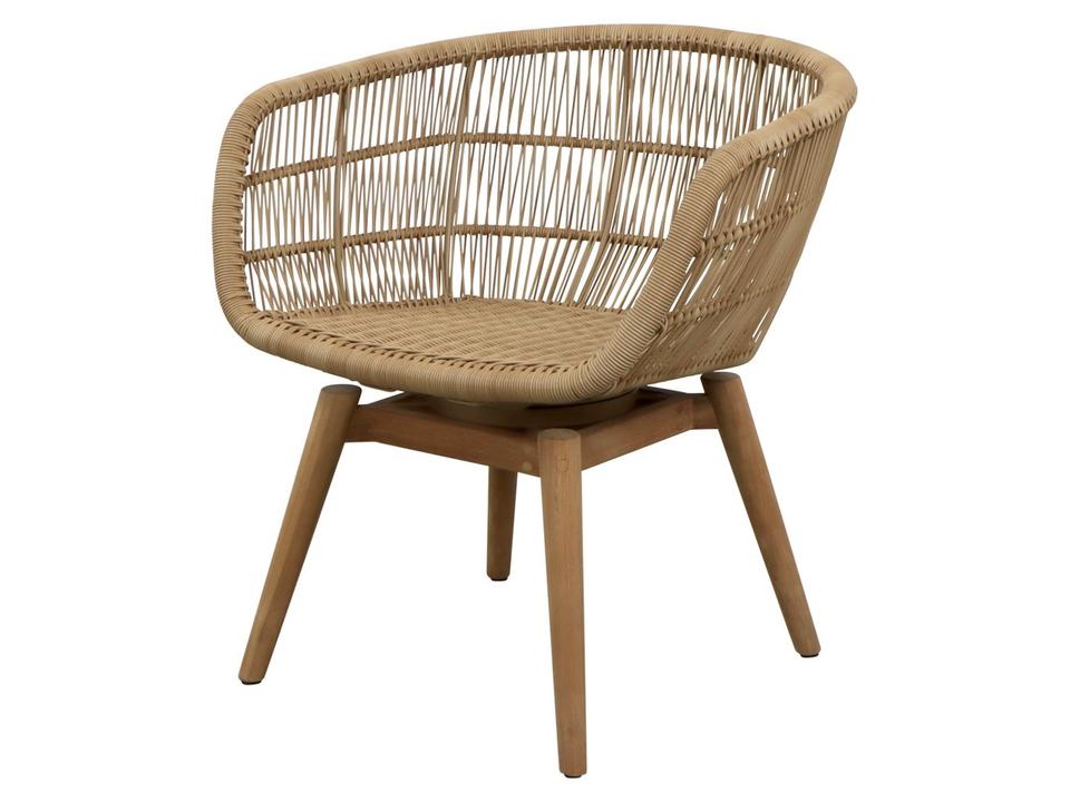 Stay Natural Weave Swivel Armchair with Teak Base