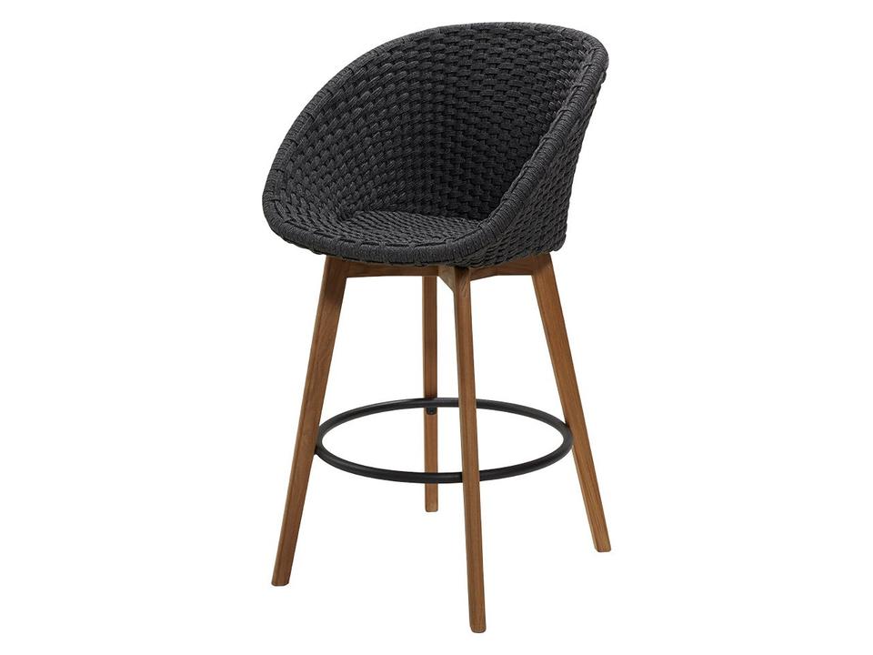 Peacock Teak and Soft Rope Bar Stool Dark Grey