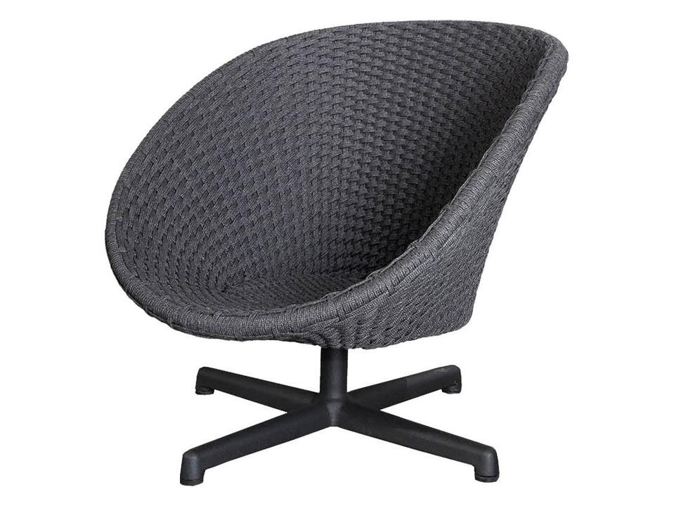 Peacock Dark Grey Soft Rope Aluminum Swivel Lounge Chair