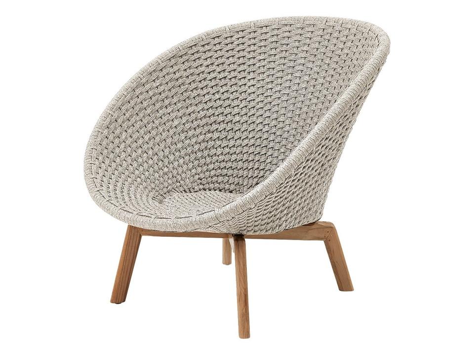Peacock Soft Rope Lounge Chair with Teak Legs