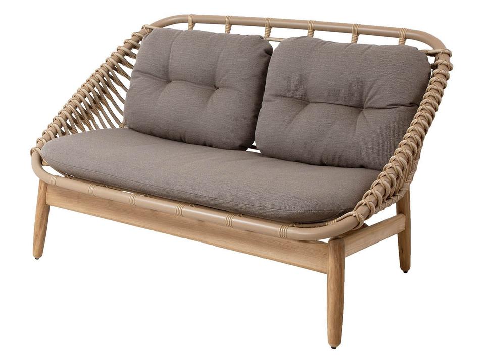 String Natural Aluminum Teak Sofa in Taupe
