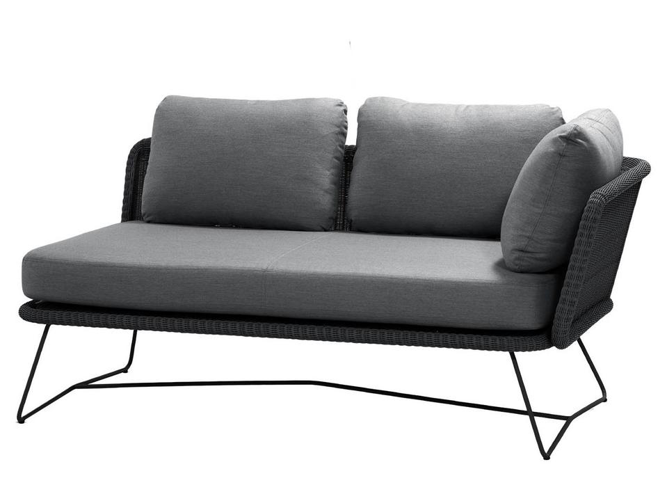 Horizon Black Weave 2-Seater Left Module Sofa with Grey Natté Cushions