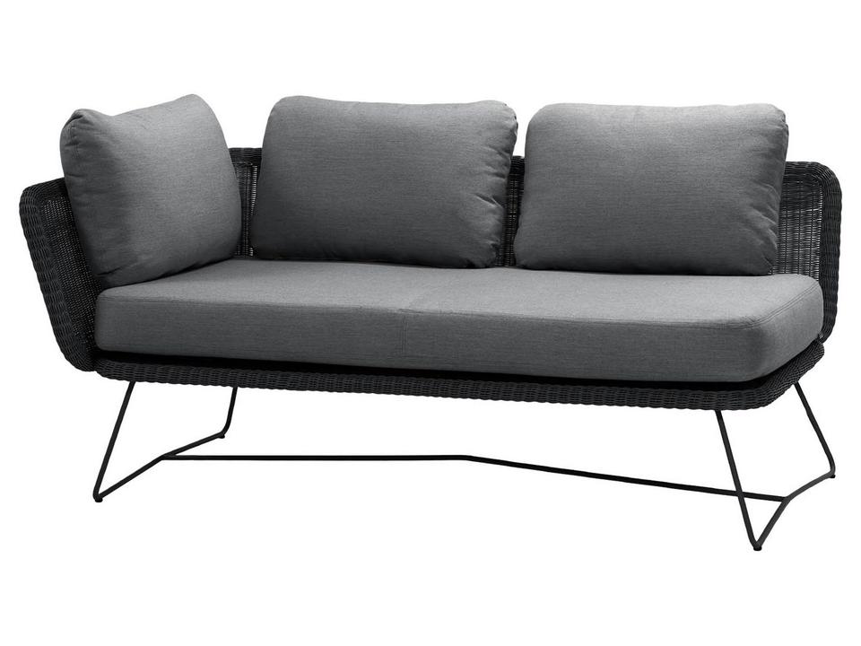 Horizon 2-Seater Right Module Sofa with Black Weave and Gray Natté Cushions