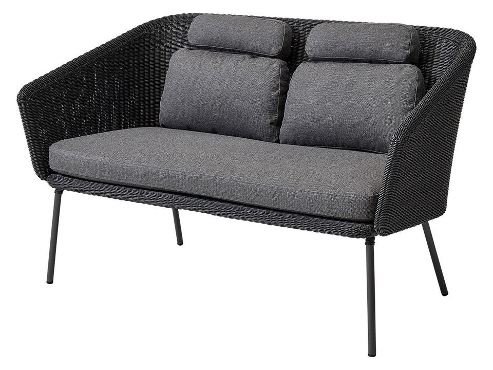 Mega Dining Bench with Graphite Weave and Grey AirTouch Cushions