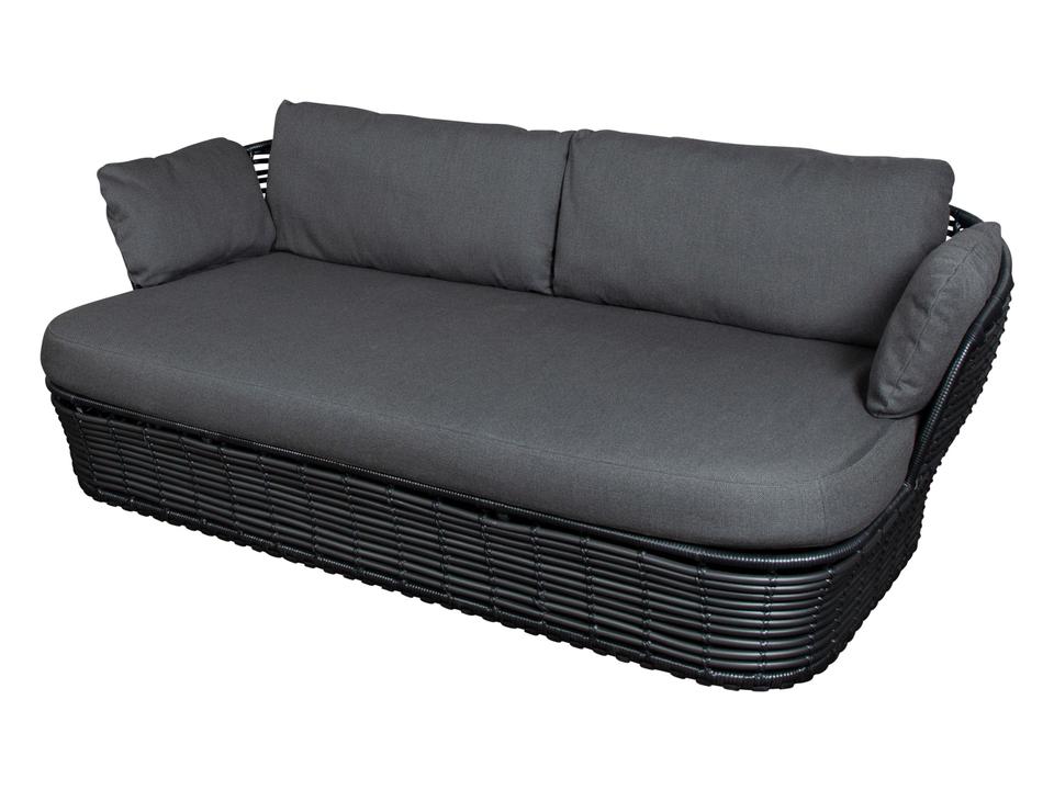 Cane-line Basket Graphite Weave 2-Seater Sofa with Grey QuickDry Cushions