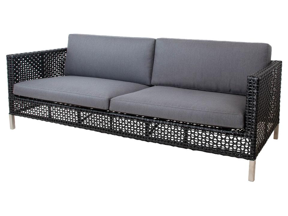 Connect 3-Seater Sofa with Cane-line Weave in Black Graphite