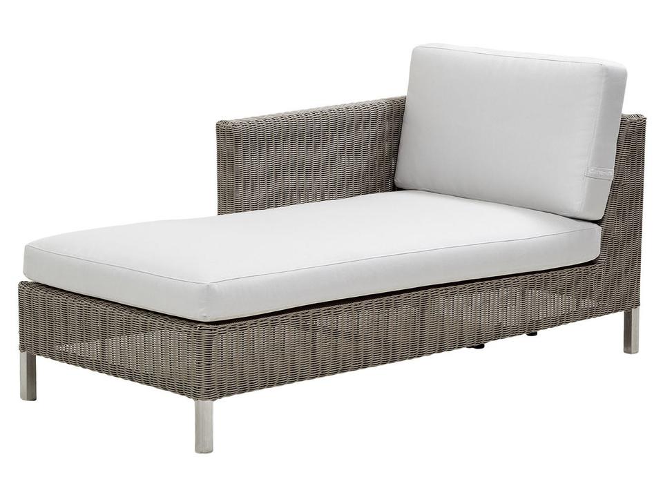 Cane Line Connect Right Arm Chaise Lounge in Taupe Wicker