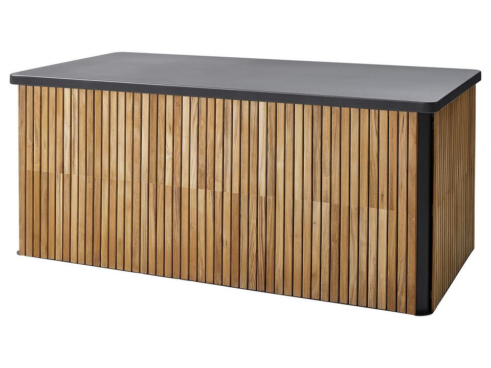 Cane-line Combine Large Outdoor Cushion Box in Lava Grey Aluminum and Teak