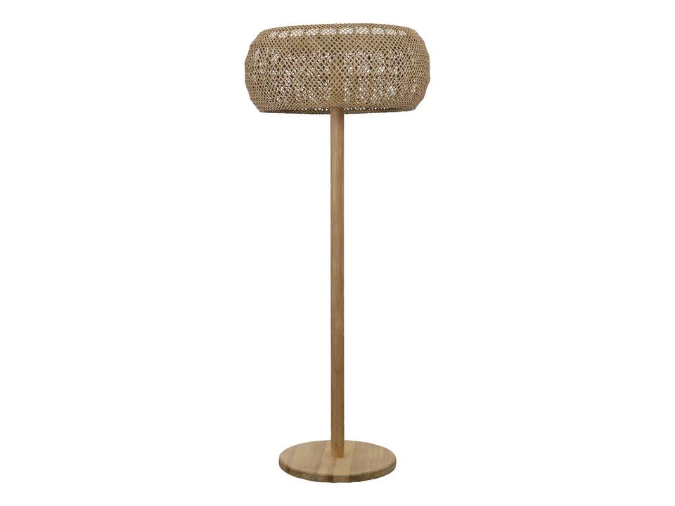 Illusion Glow 24-Inch Teak and Weave Outdoor Floor Lamp