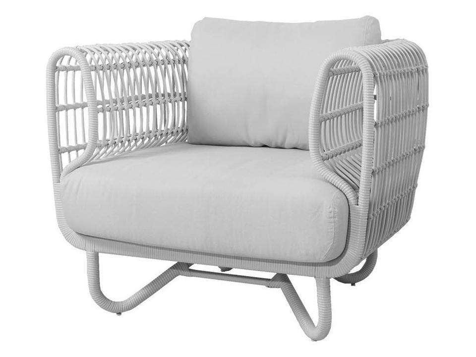 Nest Cane-line Weave Lounge Chair with White Cushions