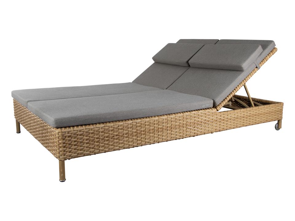 Rest Natural Flat Weave Aluminum Sunbed Double with QuickDry Cushions