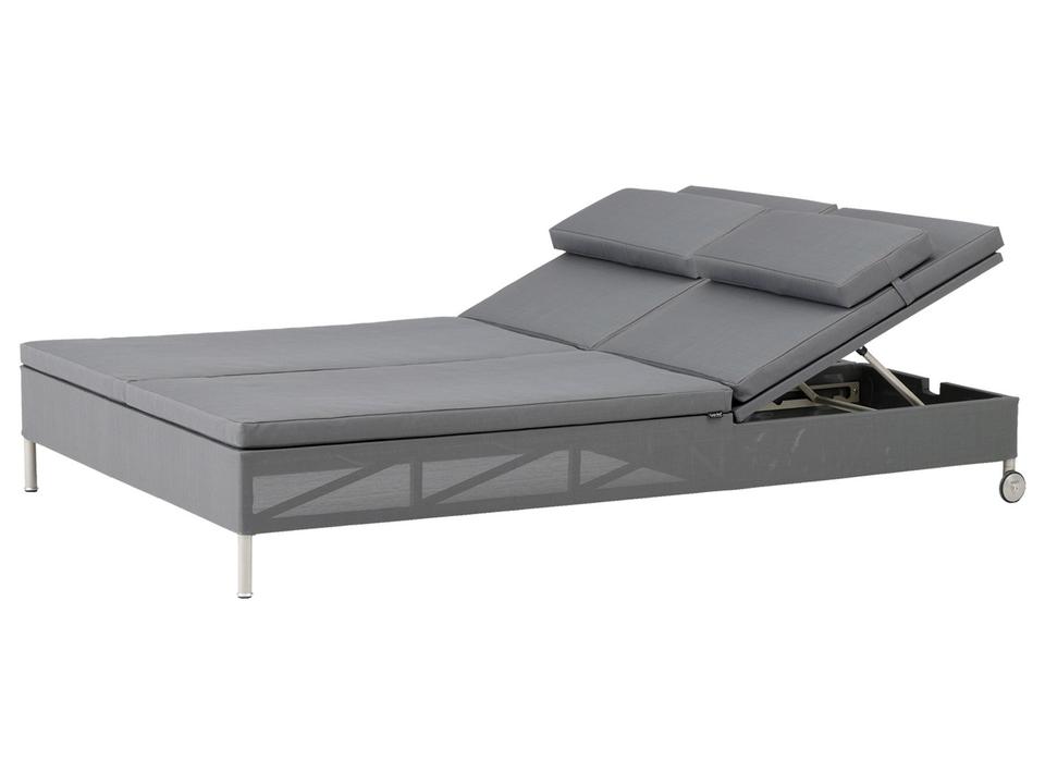 Rest Tex Double Sunbed with Adjustable Backrest in Grey