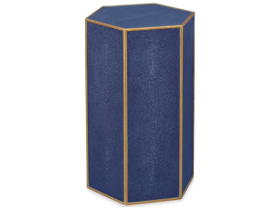 Thomas O'Brien Romeo Hexagon Low Side Table in Indigo Shagreen