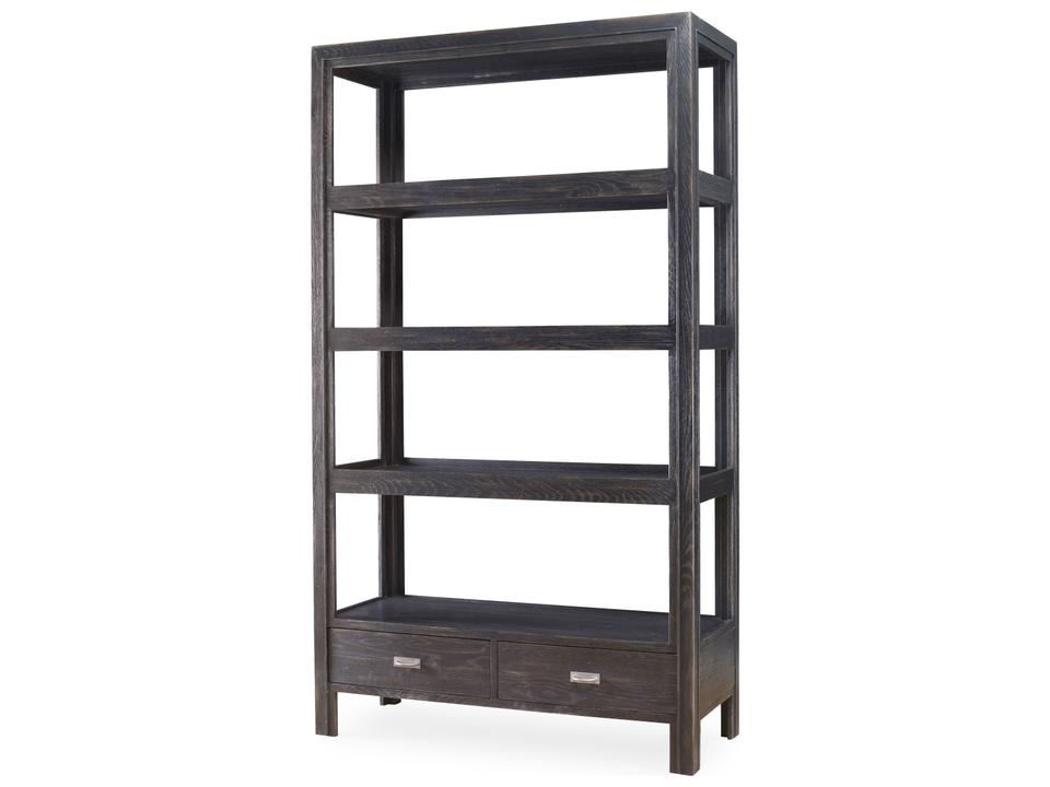 Camden Dawson Bookcase with 3 Fixed Shelves and 2 Drawers in Black Rustic