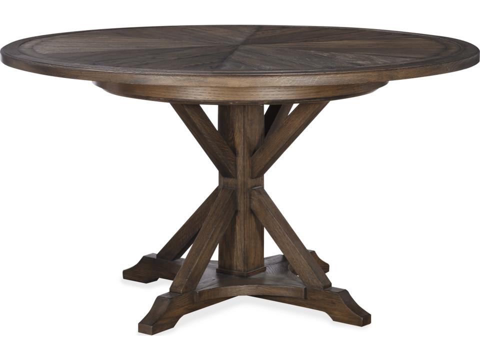 Collin 64-Inch Round Dining Table in Brown Rustic Oak