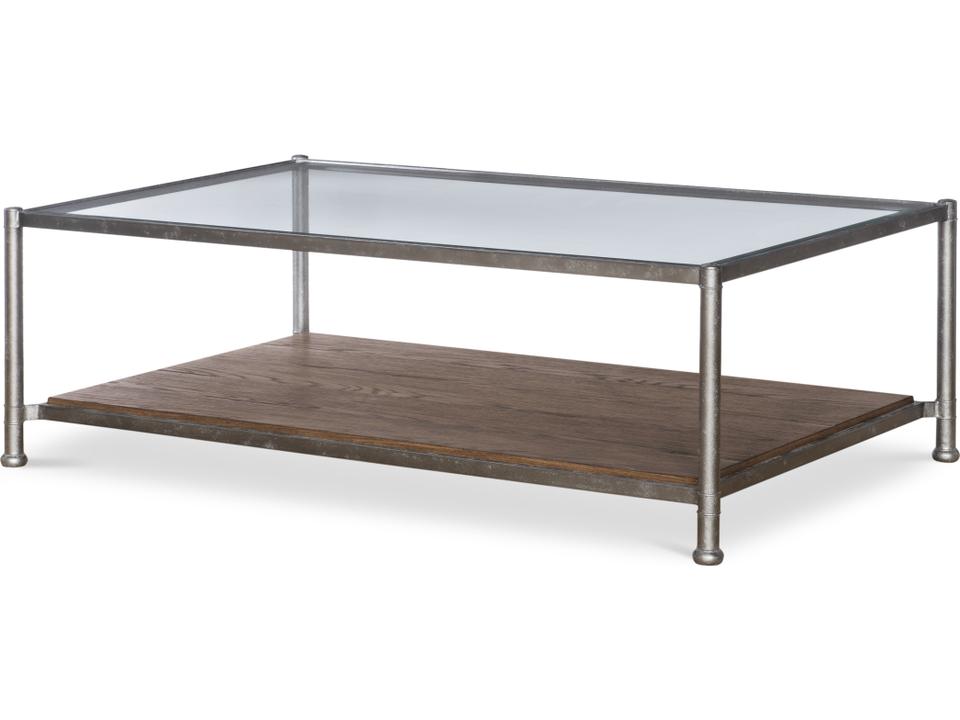 Camden Rectangle Coffee Table Oak and Glass in Brown Rustic