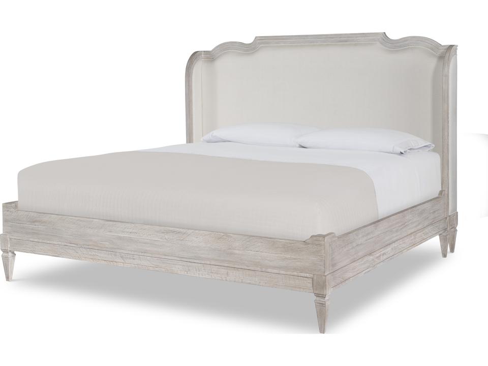 Nichole King Upholstered Bed in White Rustic Finish