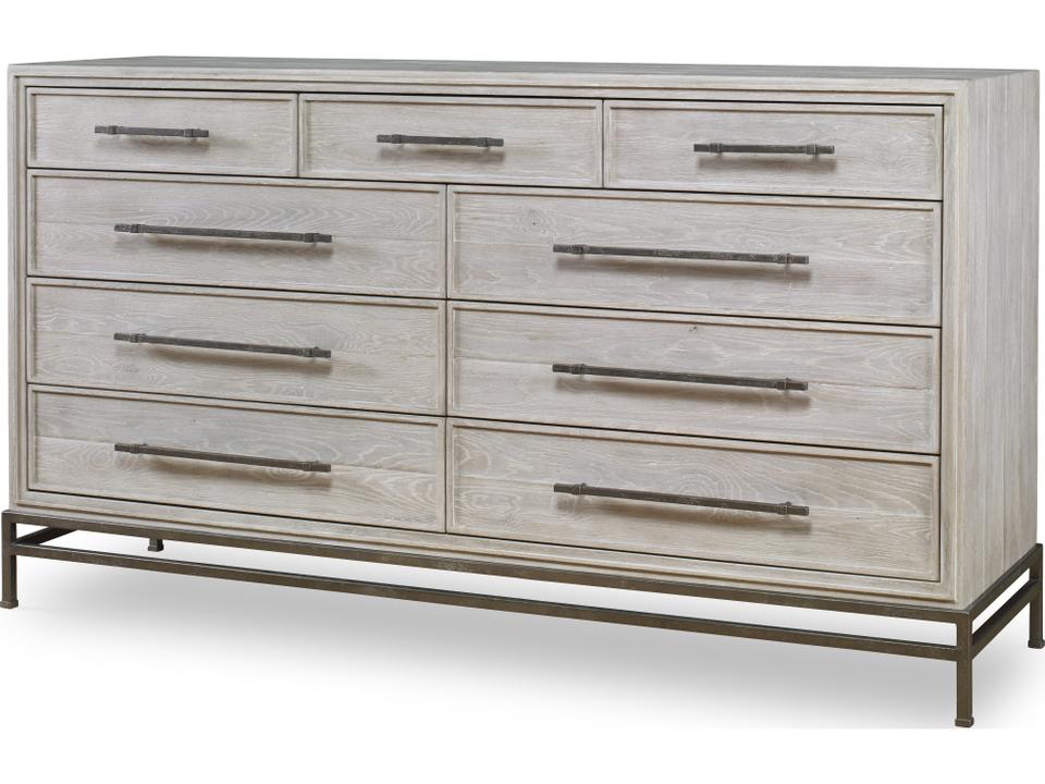 Camden Benton Dresser White Rustic with Metal Base