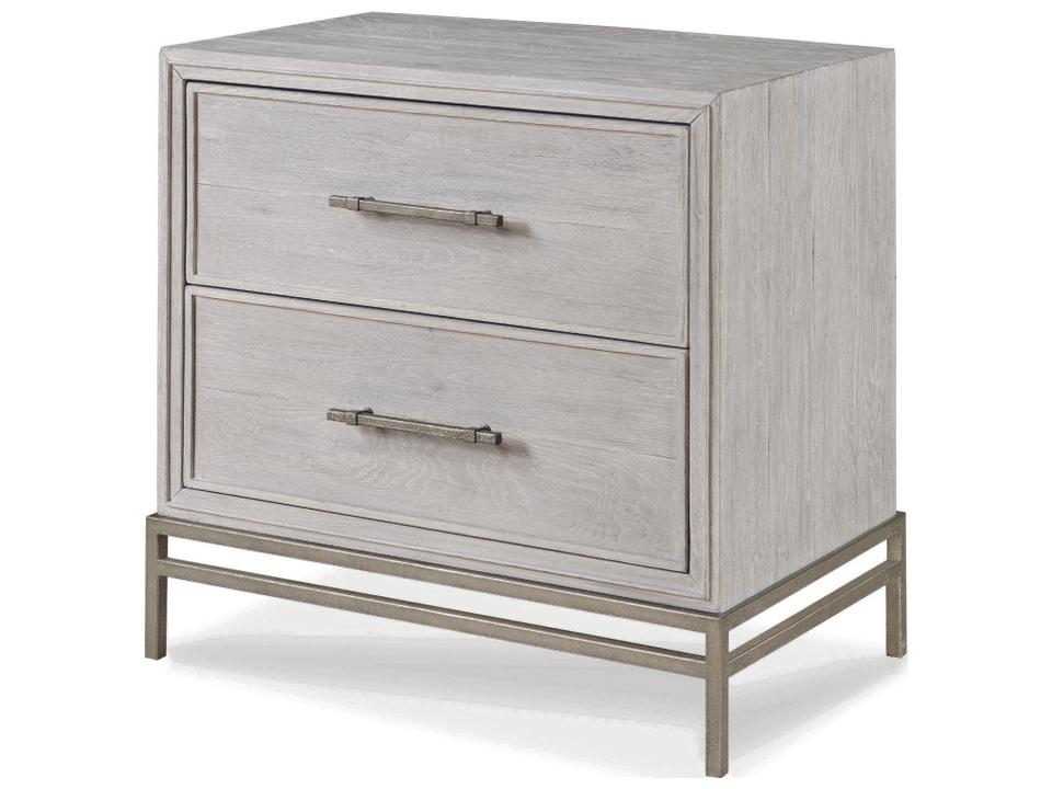 Benton Nightstand White Rustic with USB and Outlets