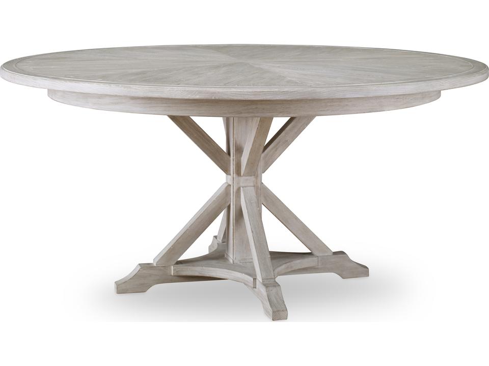 Collin 64-Inch Round Dining Table White Rustic Finish