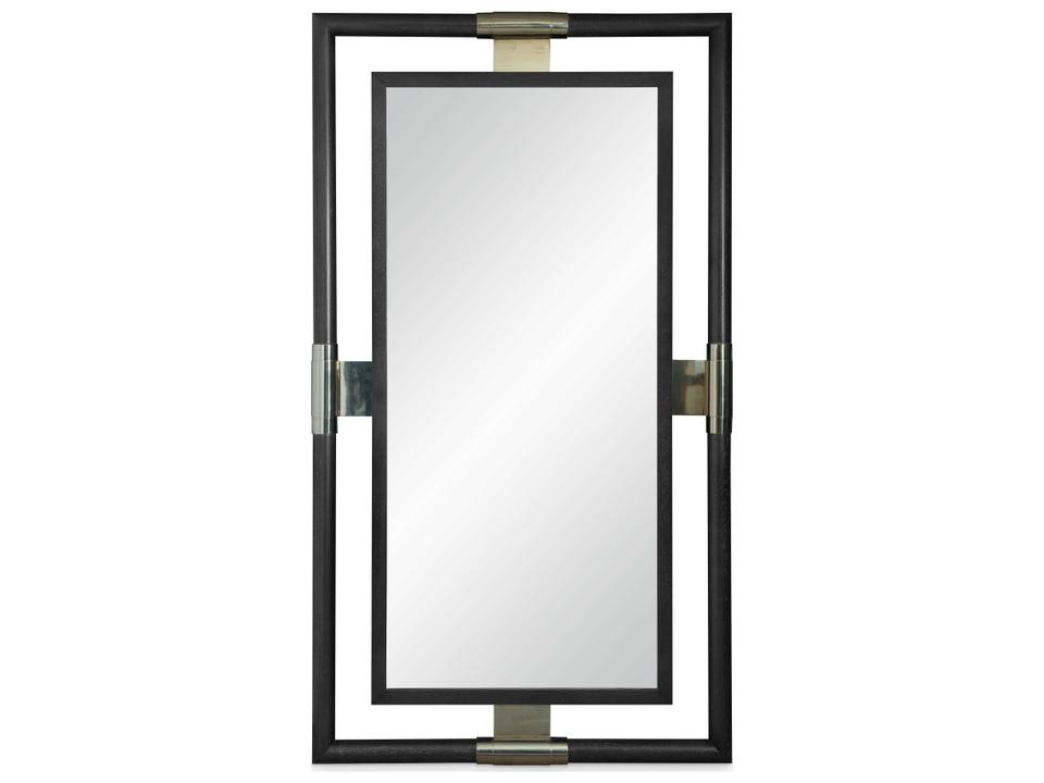 Corso Black Cerused Oak Floor Mirror with Railroad Silver Trim