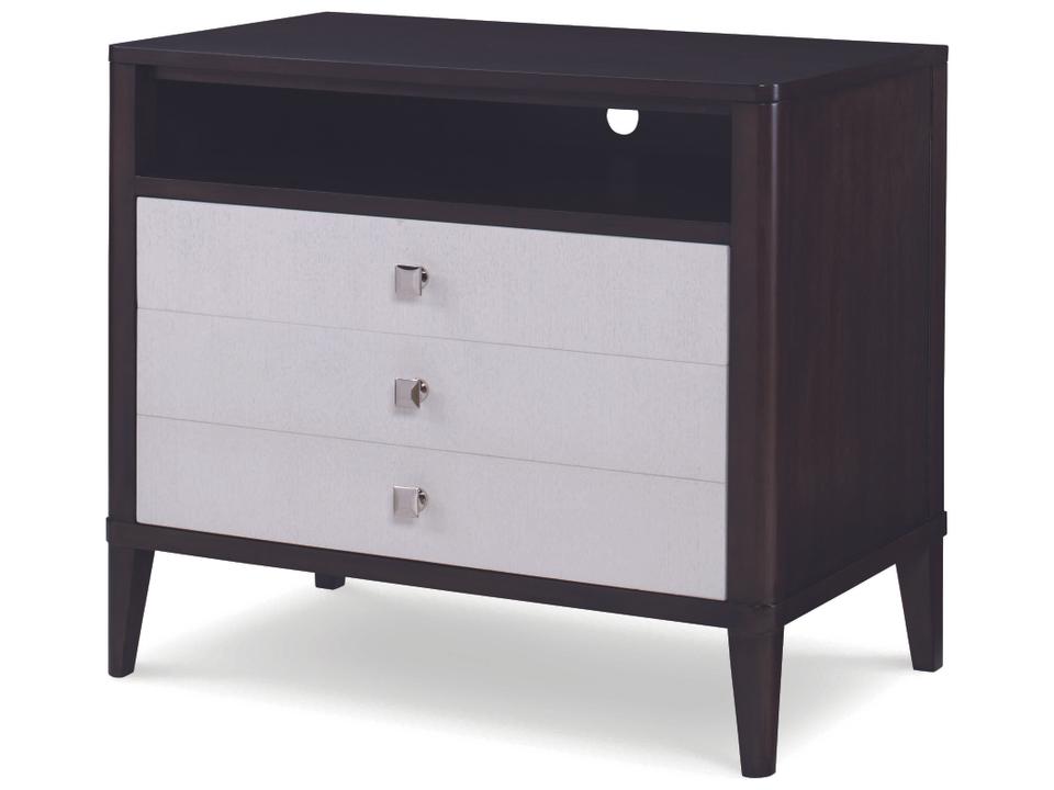 Aria Three Drawer Nightstand in Brownstone and Oxford White