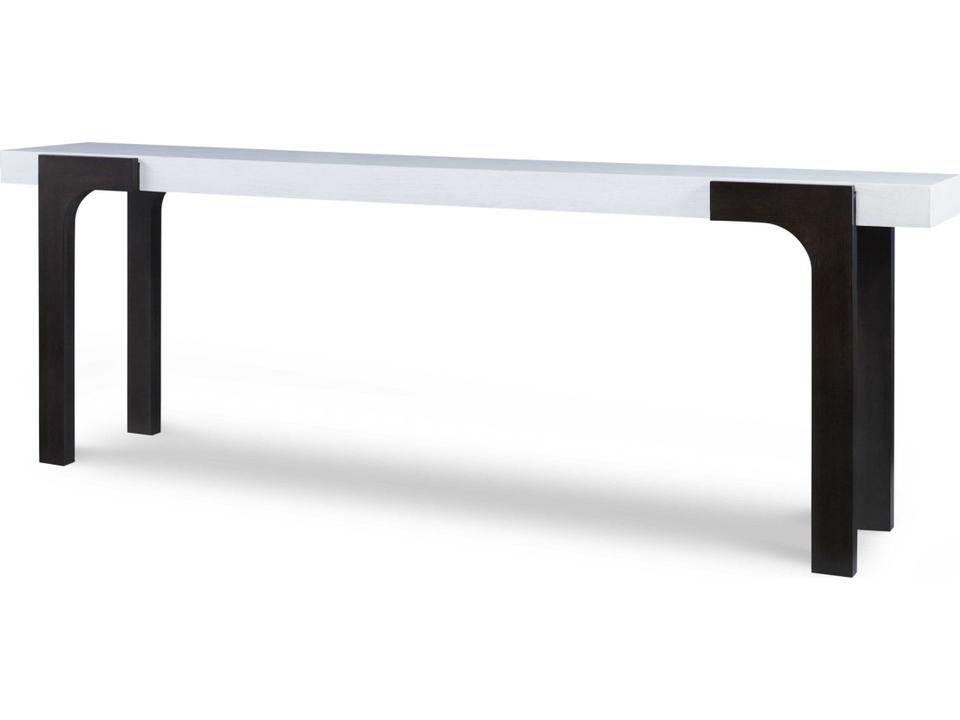 Aria Rectangle Console Table in Brownstone Oxford White Wood