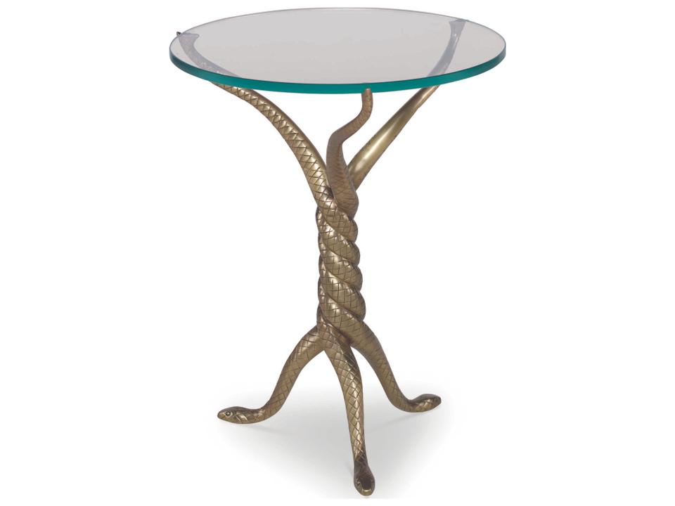 Brooke Drink Table Antique Brass with Tempered Glass Top