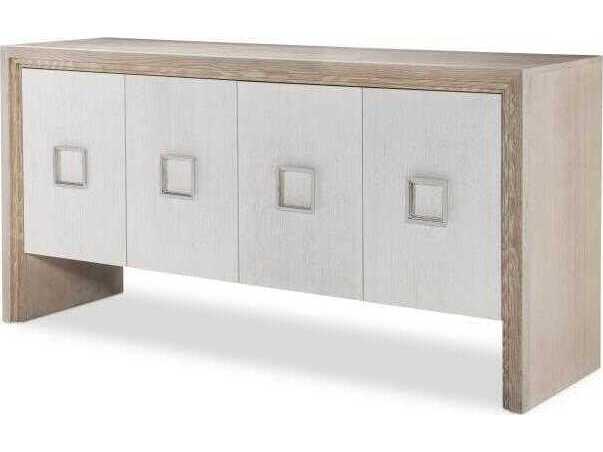 Wythe Four Door Credenza in Blonde Cerused Oak with Antique Brass Pulls