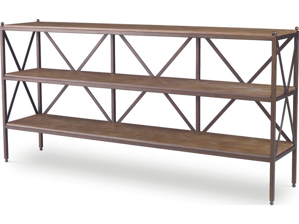 Nob Hill Console Table in Bronze Finish with Oak Veneers