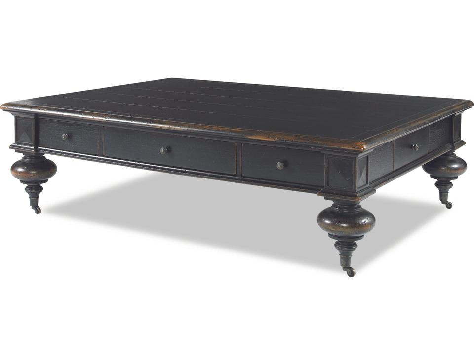 Monarch Grand Oak Coffee Table with 5 Drawers and Casters