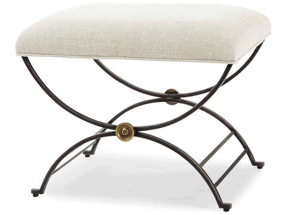 Monarch White Upholstered Accent Stool