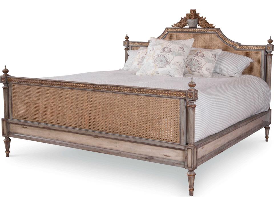 Corbett King Bed High Footboard in Aged Sage and Antique Cream