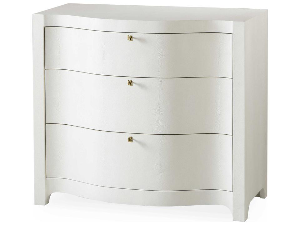 Monroe 3-Drawer Chest in Ivory Faux Shagreen
