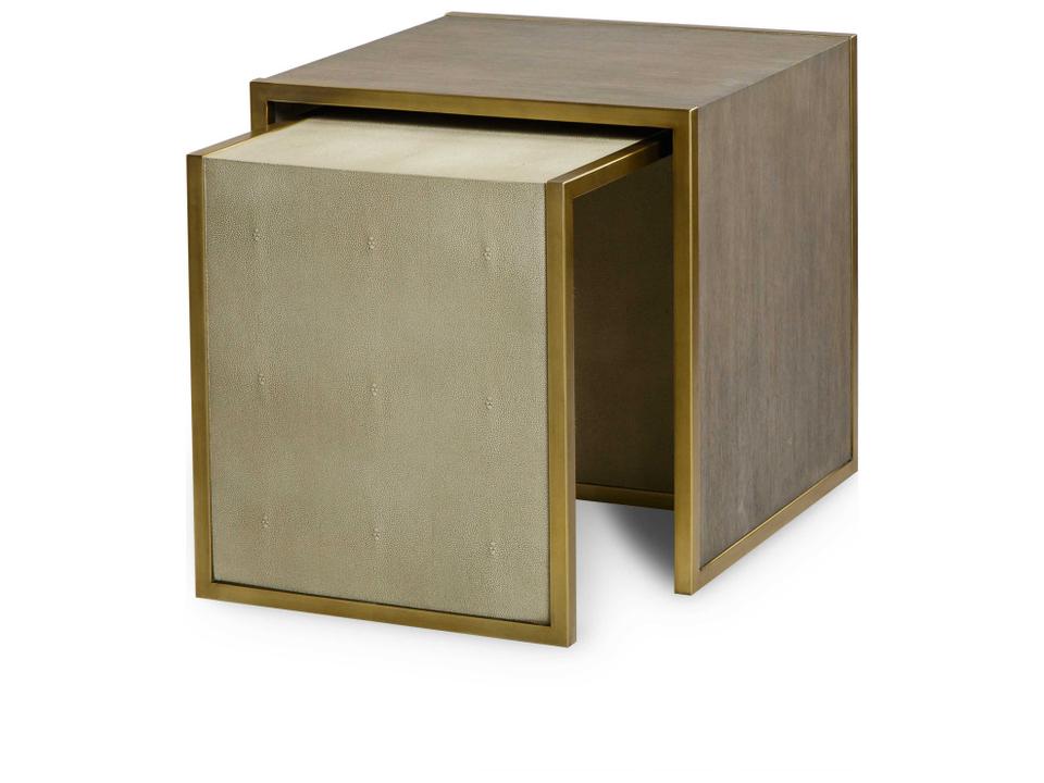 Kendall Nesting Side Tables with Oak and Faux Shagreen