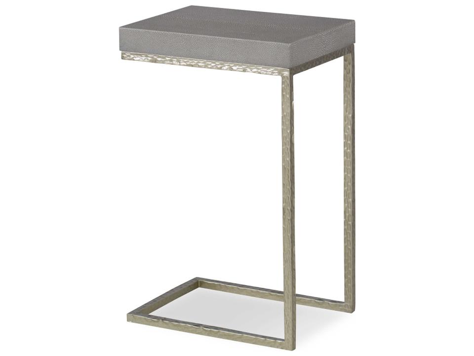 Laurent Champagne Faux Shagreen Nesting Accent Table with Metal Base
