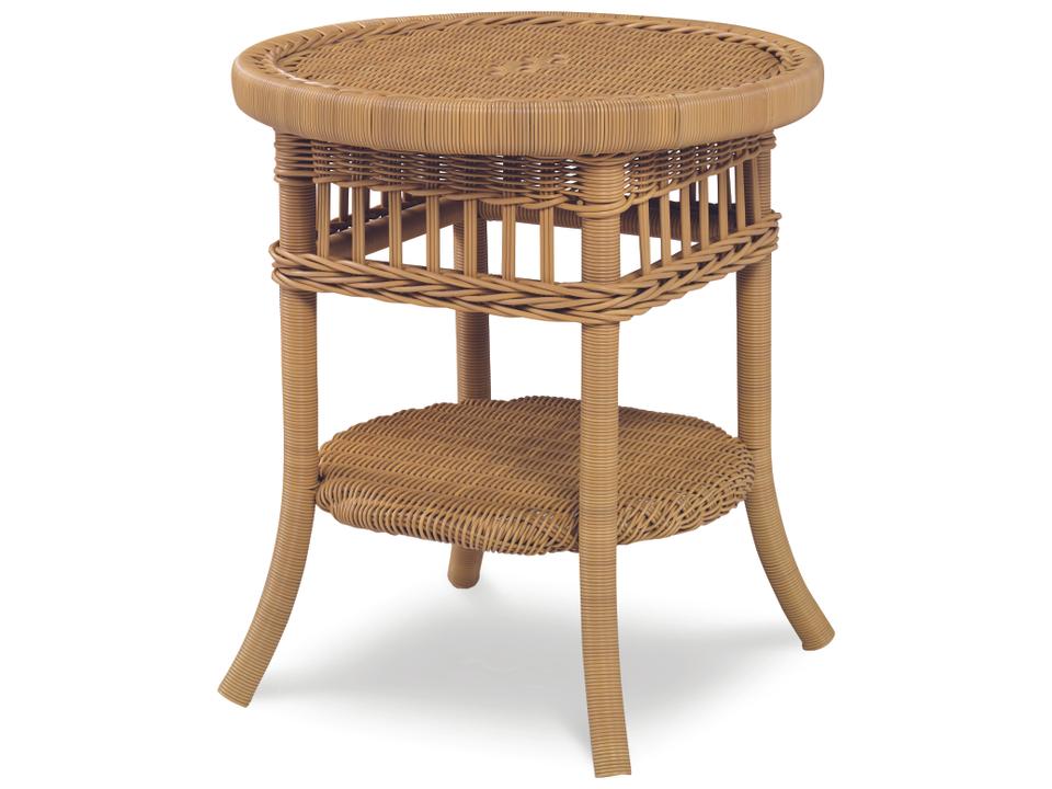 Thomas O'Brien Mainland Natural Wicker Round Tempered Glass End Table
