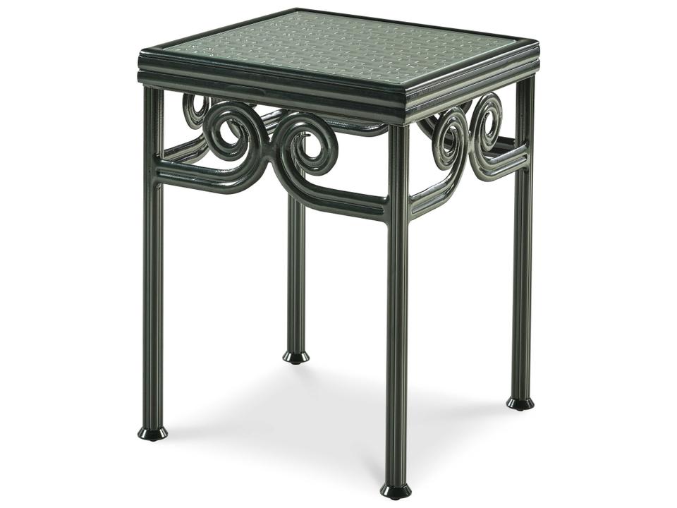 Augustine Square Side Table with Tempered Glass Top in Litchfield Green