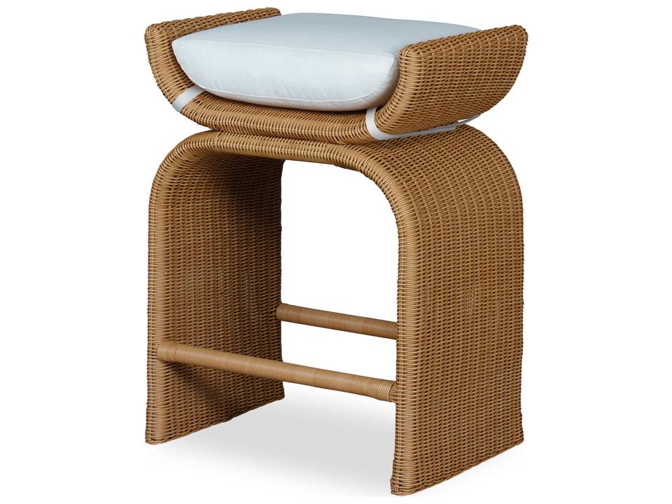 August Aluminum Outdoor Wicker Bar Stool in Natural Toned