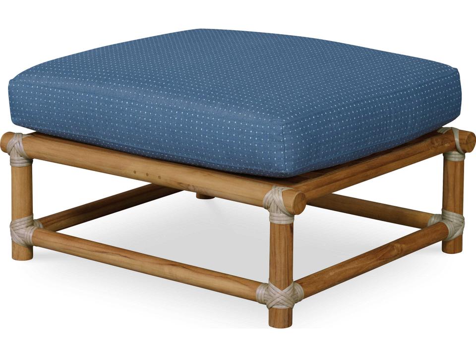 Ramsey Wicker and Teak Cushion Ottoman