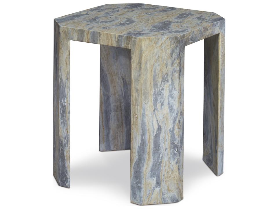 Gustav Spot Side Table in Warm Grey and Tan Stone Look Composite