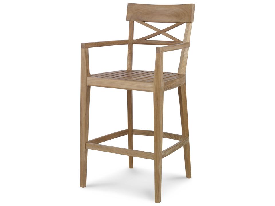 Century Furniture West Bay Natural Teak Wood Outdoor Bar Stool