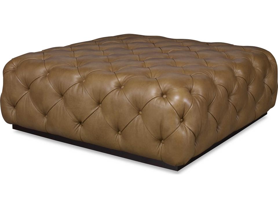 Rueben Tufted Cocktail Ottoman in Wheat Leather