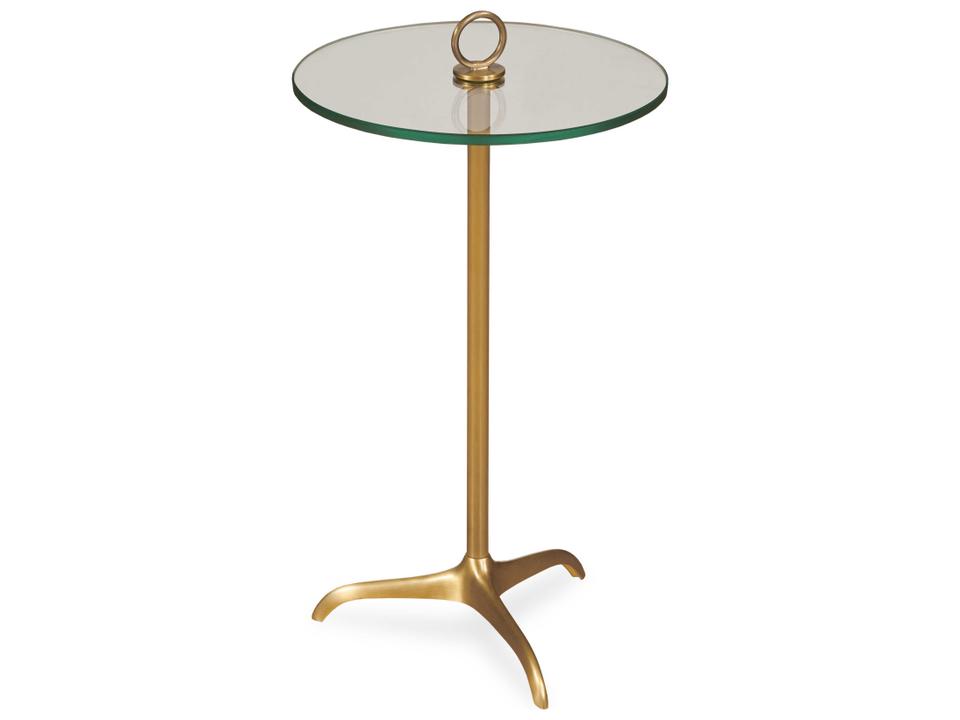 Grand Tour Wilton Round Glass Accent Table in Brass