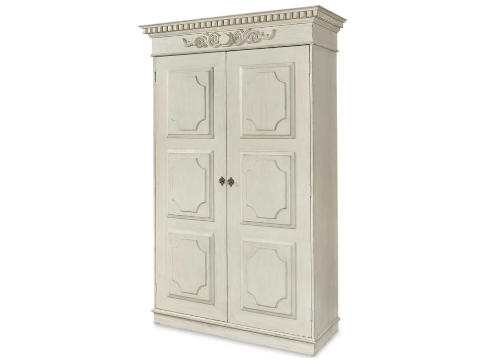 Tara Shaw Fountainebleau Aged Cream White Hardwood Wardrobe Armoire