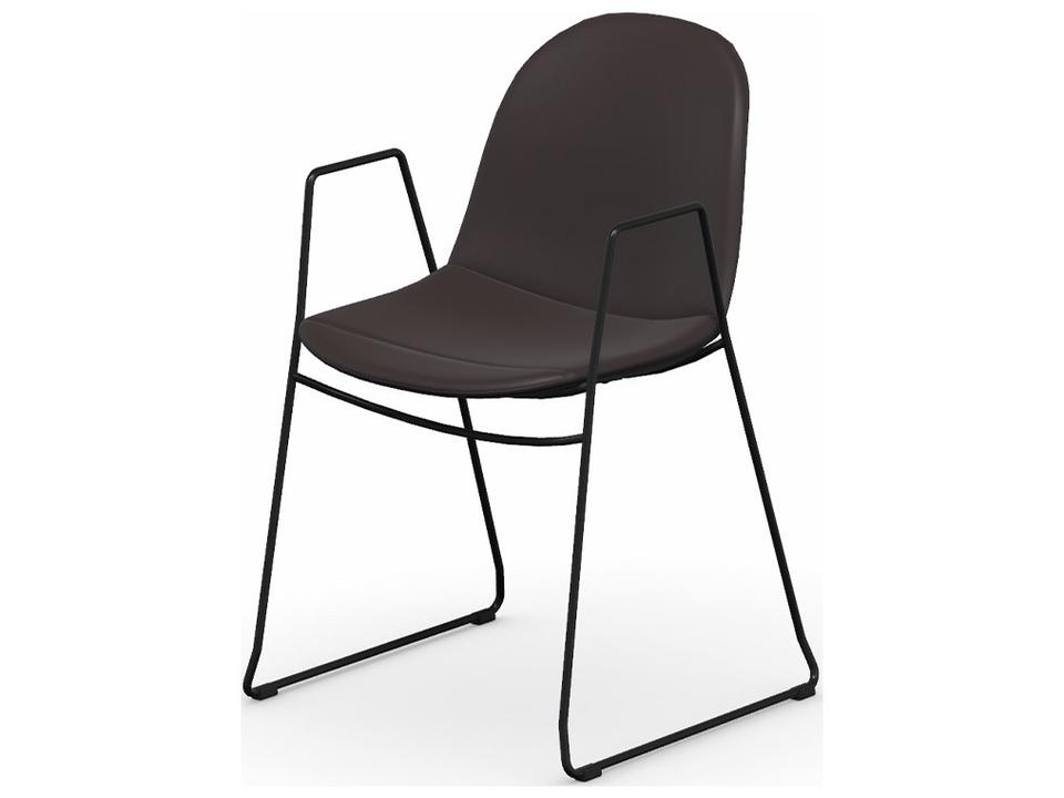 Academy Black Leather Arm Dining Chair