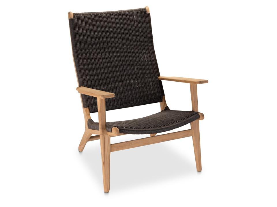 Dover Adirondack Chair Natural teak with Brown Wicker